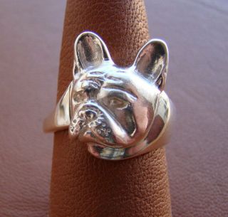 Sterling Silver French Bulldog Head Study Ring