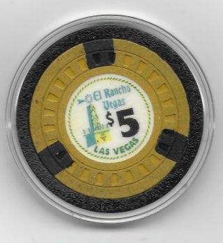 Obsolete $5 Casino Chip From El Rancho Vegas - Las Vegas,  Nv.  - Cg059185 - 1940 