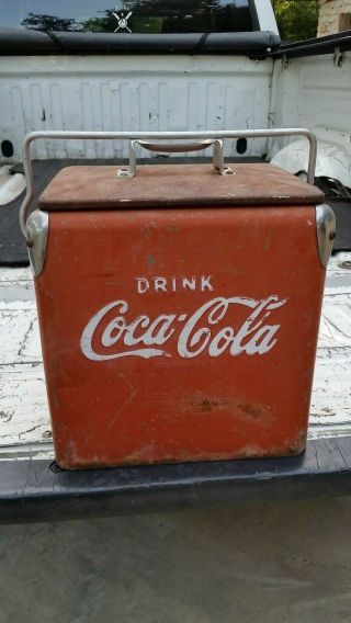 1950s Acton Junior 6 Pack Picnic Cooler Coca Cola Soda Pop Coke Sign Vintage