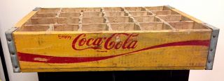 Yellow Wooden Coca - cola Classic Coke Crate Bottle From Temple - Chattanooga 1978 C 4
