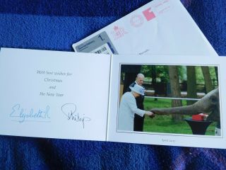 Queen Elizabeth Ii And Prince Philip Rare 2017 Christmas Card To Mary Wilson