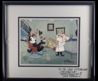 Felix The Cat & The Professor Dentist Limited Edition Cel Signed By Don Oriolo