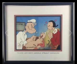 Popeye Hand Painted Cel Le 28/250 Titled No Cavities Signed By Myron Waldman