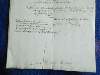 Prince of Orange,  grandfather of King William III signed document 1626 3