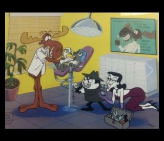 Rocky And Bullwinkle Hand Painted Cel Jay Ward Le 210/250 Bullwinkle The Dentist
