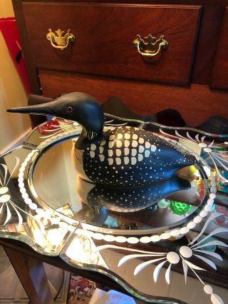 The Decoy Shop Freeport Me Wood Carved Hand Painted Loon Decoy.  Signed 1987