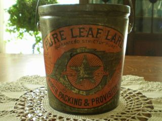 Vintage Pure Leaf Lard Tin North Star Brand 4 Lb.  Size Graphics