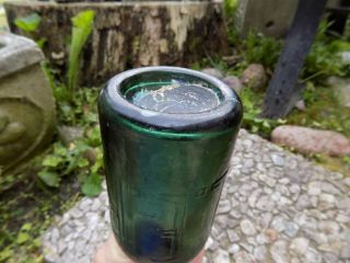 Eugene Roussel soda bottle 1860 ' s blob top graphite pontil,  green glass 3