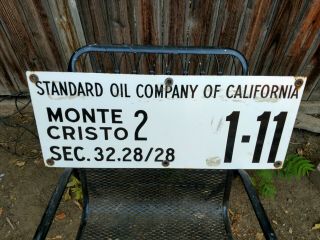1960s Porcelain Standard Oil Company Of California Chevron Oil Well Lease Sign