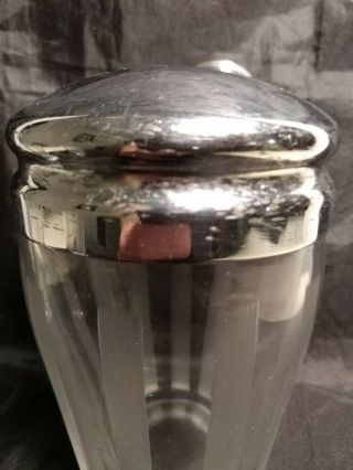 Vintage Art Deco Ours Cocktail Shaker Set Vertical Etched Frosted Speedines 8