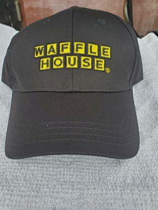 Waffle House Official Embroidered Hat Cap Black Yellow Adjustable Back Strap