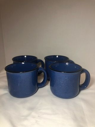 Vintage Marlboro Unlimited 14 Oz Mug Coffee Cup Blue Speckled Stoneware Set Of 4