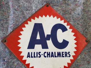Allis Chalmers Porcelain Sign Farm Tractor Gas Oil Electric Rare Size