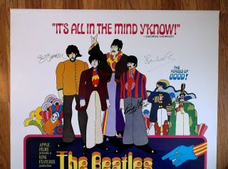 BEATLES Autographed YELLOW SUBMARINE Rock Poster 40”x27” 2