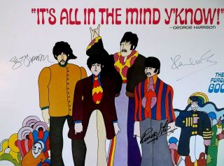 BEATLES Autographed YELLOW SUBMARINE Rock Poster 40”x27” 3