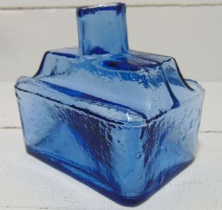 Larger - Size Copper - Blue " Boat " Type Ink With " Hammered " Effect Glass C1900 