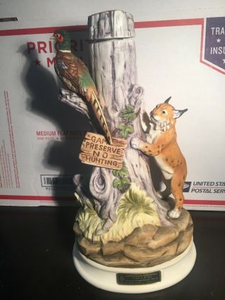 Hoffman Decanter Music Box Game Preserve No Hunting Foul,  Lynx