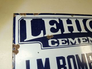 Antique 1910 Porcelain Sign J.  M BOMBERGER Hardware Store LITITZ PA Lehigh Cement 3