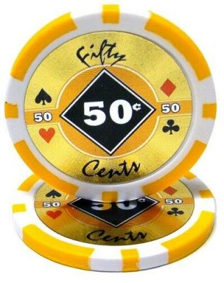 100 Orange 50¢ Cent Black Diamond 14g Clay Poker Chips - Buy 2,  Get 1