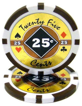 100 Brown 25¢ Cent Black Diamond 14g Clay Poker Chips - Buy 2,  Get 1
