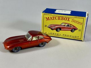 Matchbox Lesney 32 “e” Type Jaguar With Box