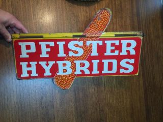 Vintage Pfister Hybrids Feed Seed Corn Farm Metal Tin Weathervane Farm Sign Dst