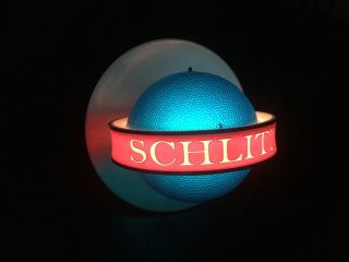 1961 Schlitz Spinning Blue Globe Beer Lighted Wall Sconce Sign