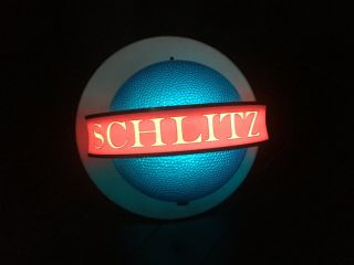 1961 Schlitz Spinning Blue Globe Beer Lighted Wall Sconce Sign 2