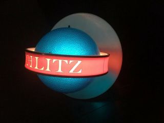 1961 Schlitz Spinning Blue Globe Beer Lighted Wall Sconce Sign 3