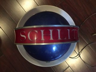 1961 Schlitz Spinning Blue Globe Beer Lighted Wall Sconce Sign 5