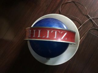 1961 Schlitz Spinning Blue Globe Beer Lighted Wall Sconce Sign 6