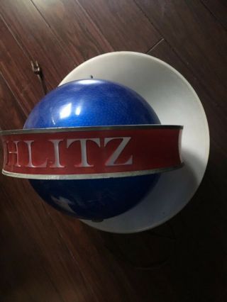 1961 Schlitz Spinning Blue Globe Beer Lighted Wall Sconce Sign 7