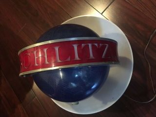 1961 Schlitz Spinning Blue Globe Beer Lighted Wall Sconce Sign 8