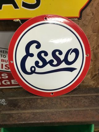 Vintage Esso Porcelain Metal Gas Oil Pump Plate Sign