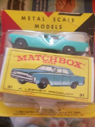 1969 Matchbox Lesney 31 Lincoln Continental Blister Pack