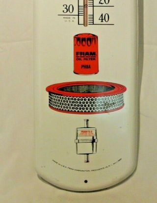 Large Vintage Fram Oil Air Filters Metal Thermometer 38” gas oil automotive 5