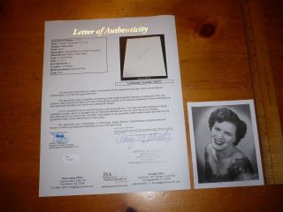 Patsy Cline Signed Photo Jsa Two Signatures Letter Of Authenticity