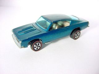 1968 Mattel Hot Wheels Redline Custom Barracuda Aqua W Gray Interior Hk