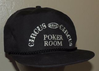 Circus Circus Reno Nevada Casino Poker Room Vintage Black Strapback Hat Cap
