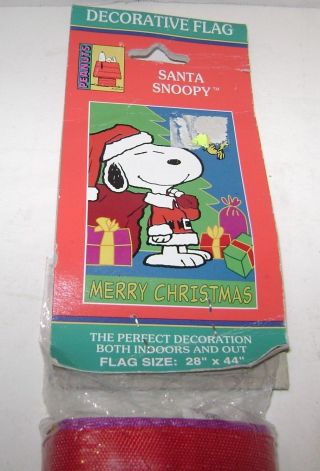 Peanuts Merry Christmas Santa Snoopy Decorative Flag 44 " X 28 "