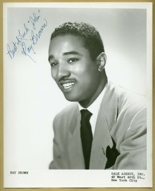 Ray Brown (1926 - 2002) - Jazz Double Bassist - Rare Early Signed Large Photo