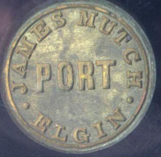 Wine Bottle Seal  Port James Mutch - Elgin Scotland 1910 - 1920 