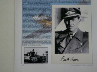 SIGNED PHOTO OF GERMAN ACE GERHARD BARKHORN 2 SCORING GERMAN PILOT COND 4