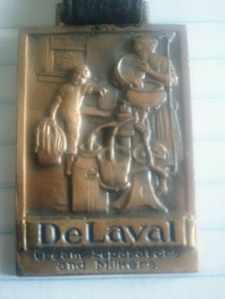 Vintage De Laval Cream Seperator And Milkers Watch Fob With Leather Strap
