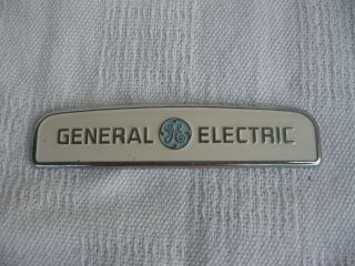Vintage " General Electric " Appliance Emblem - Metal - White/blue Paint -