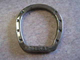 Vintage Antique horseshoe shapped split keyring Key Ring Fob signed depose 3