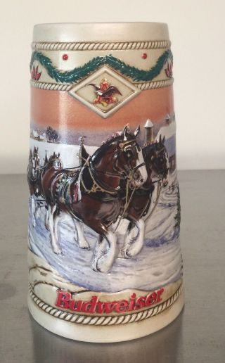 Budweiser Holiday Stein 1996 American Homestead - Wholesaler Special Issue