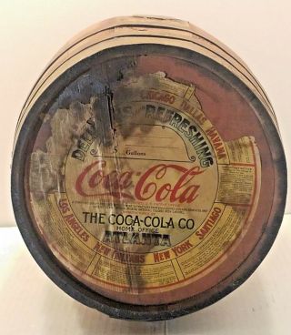 Antique Coca - Cola Syrup Wooden 5 Gallon Barrel W/ Paper Label & Tap