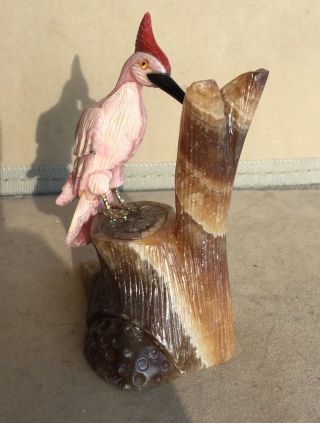 Rhodochrosite Woodpecker on Calcite 4 1/4 
