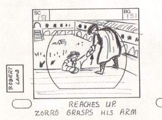 Zorro 1981 Production Storyboard Hand Drawing Signed Filmation Ep.  9 P25
